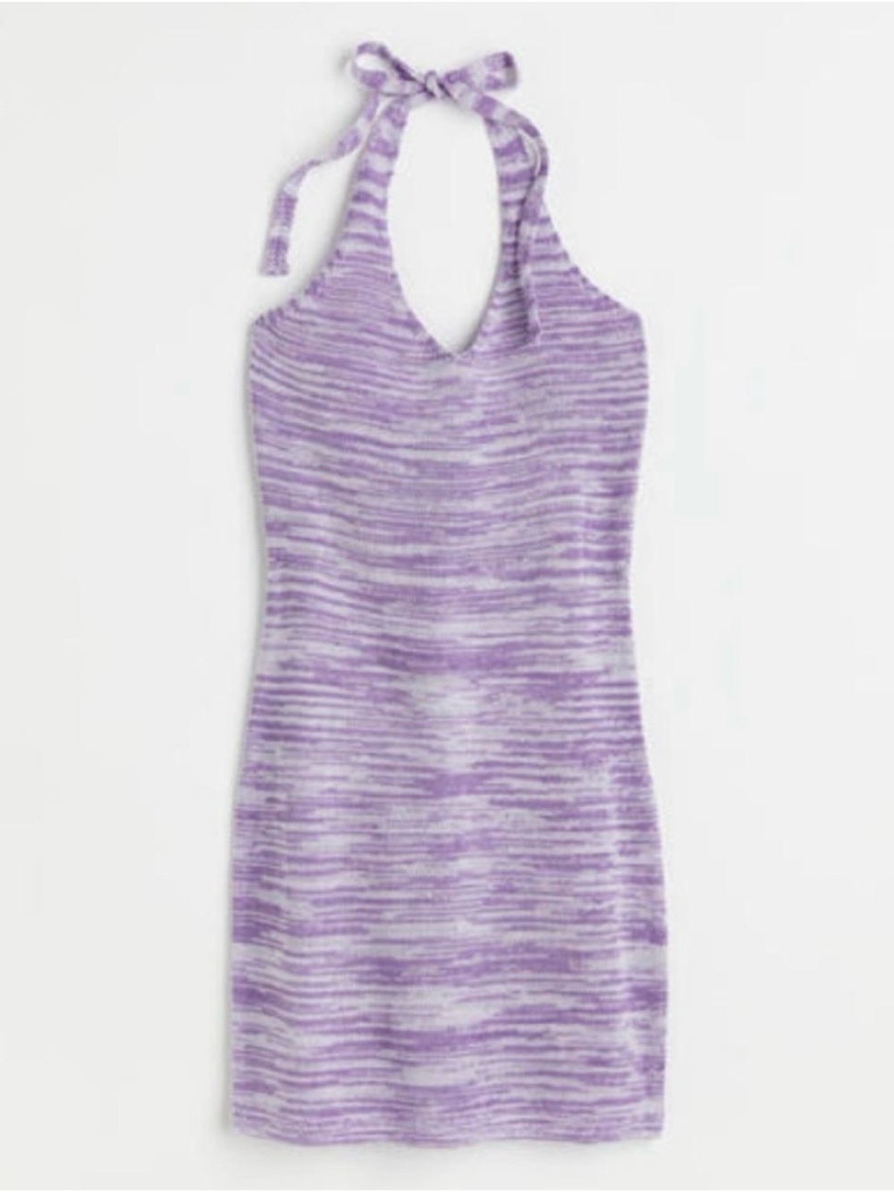 Lilac Striped Knit Halter One-Piece Dress